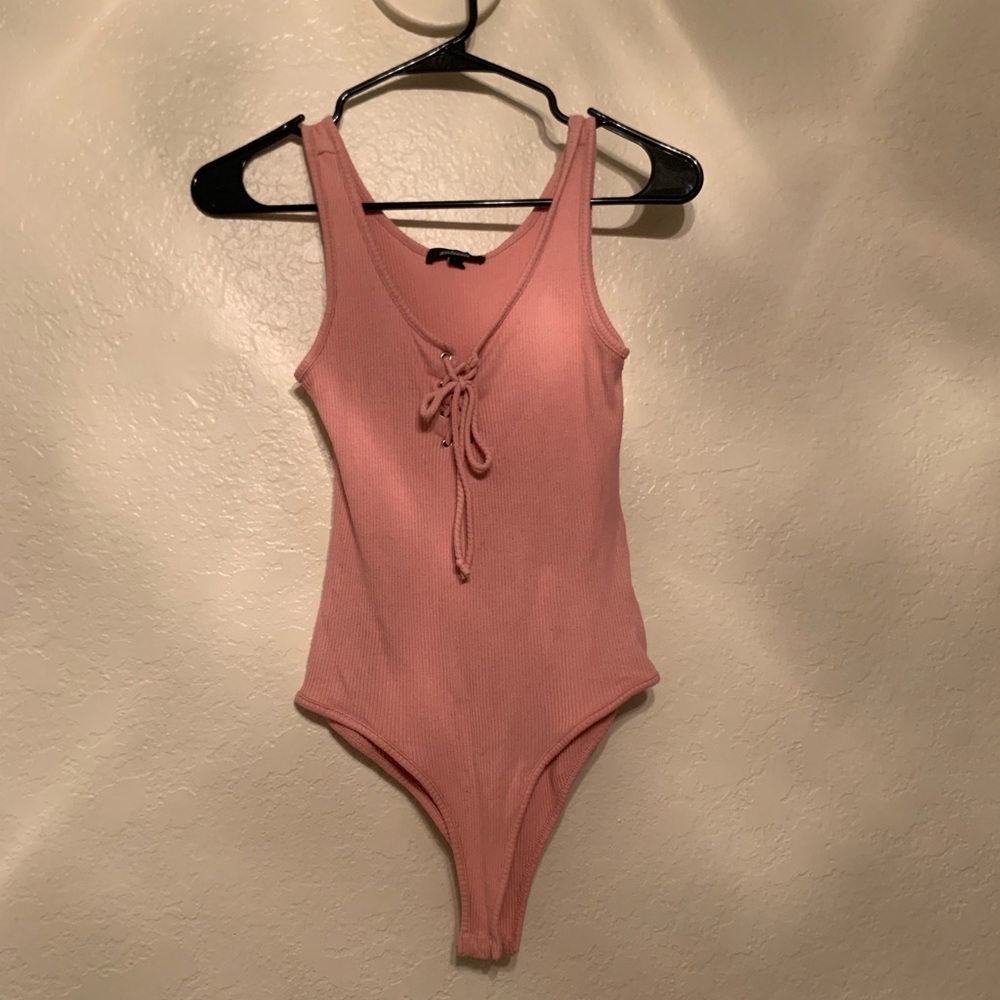 Ambiance Pink Lace-Up Bodysuit